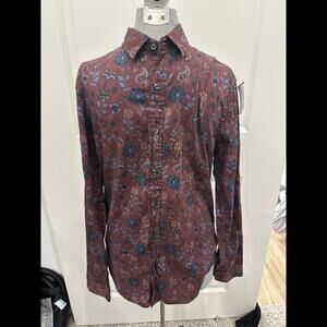 Ben Sherman Size‎ M Wine Red Paisley Long Sleeve Maroon Button Down Shirt